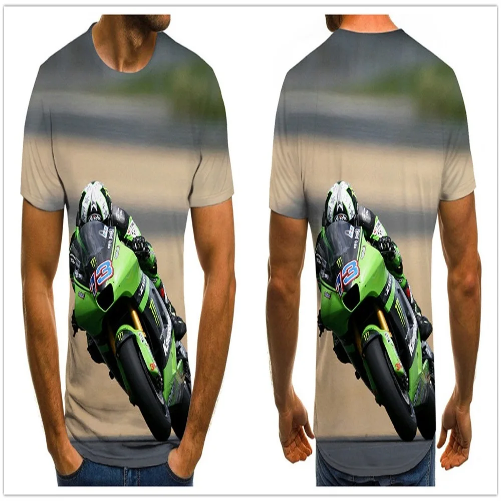 

2021 new hot sale racing car 3D printing couple punk style man T-shirt summer fashion male plus size streetwear