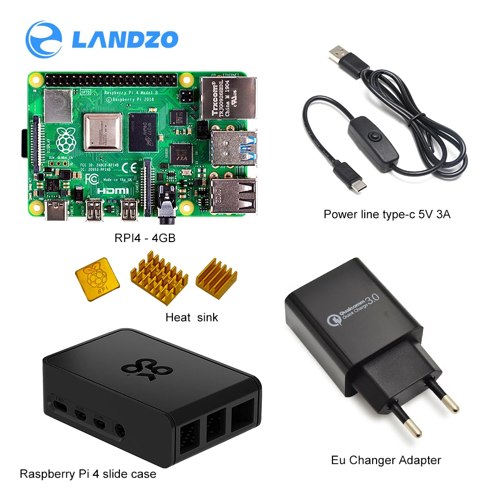 Официальный Raspberry Pi 4 модели B-4GB/2 ГБ Оперативная память комплект Натуральная ABS