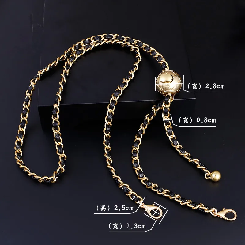 

HandBag Parts & Accessories Brand Bags Cosmetic Bag Leather Copper Chain Women's Bag Strap Chains Golden Ball Adjustable