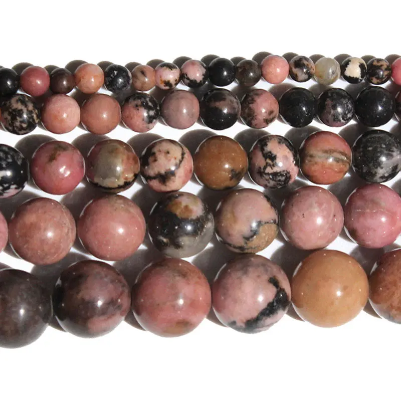 Black Rhodochrosite Лучшие натуральные Агаты аметистами тигровый глаз бусины из Лабрадорита каменные бусины для самостоятельного изготовления ювелирных изделий браслет Цепочки и ожерелья 4/6/8/10 мм - Цвет: Black Rhodochrosite