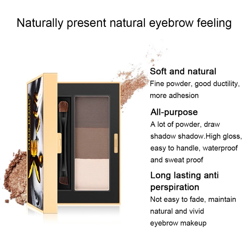 

3-Color Eyebrow Powder Highlight Blush Nose Power Palette Contour Professional Makeup Eyebrow Filler 3 in 1 Eyebrow Enhancers