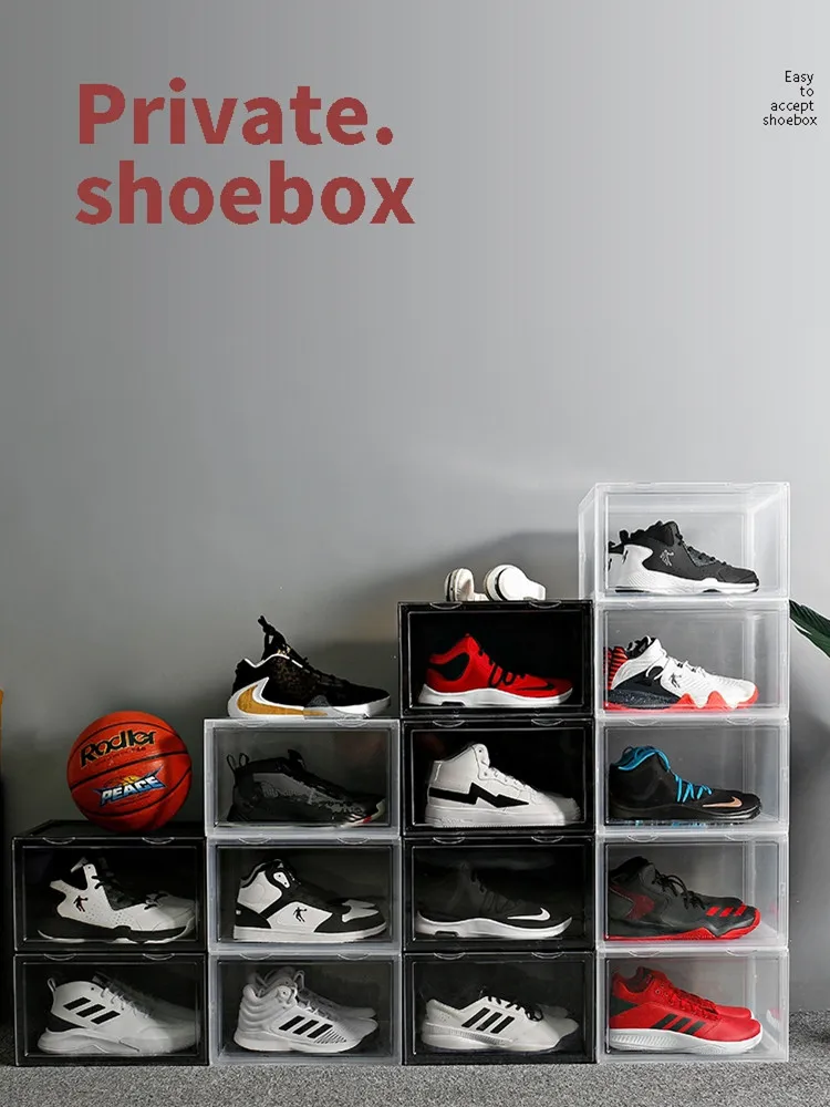 

Basketball Shoe Box Thickened Transparent Plastic Sneaker Storage Case Display Dust-proof and Moisture-proof Home Locker