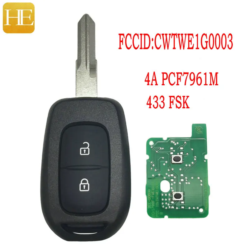 

HE Xiang Car Remote Key For Renault Sandero Dacia Logan Lodgy Dokker Duster Trafic Clio4 FCCID:CWTWE1G0003 4A PCF7961 433FSK Key