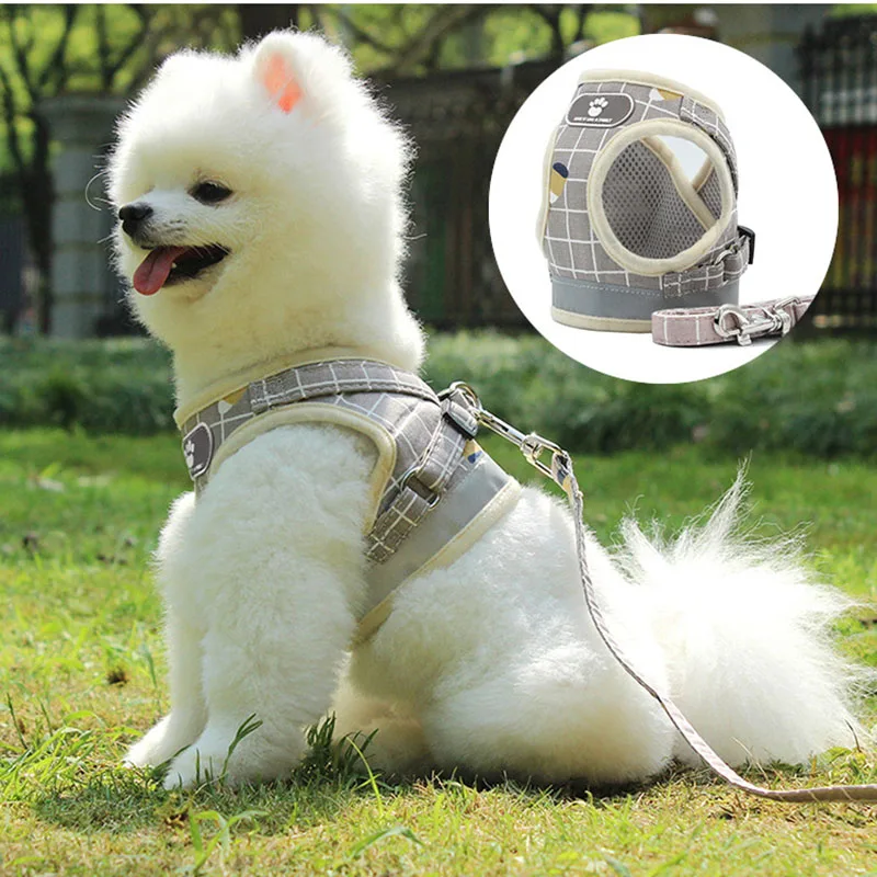 

Warm Dog Harness Adjustable Chihuahua Small medium Dogs Cat Leash Soft Dog Puppy Vest Outdoor Collar Chest Back Traction Belt
