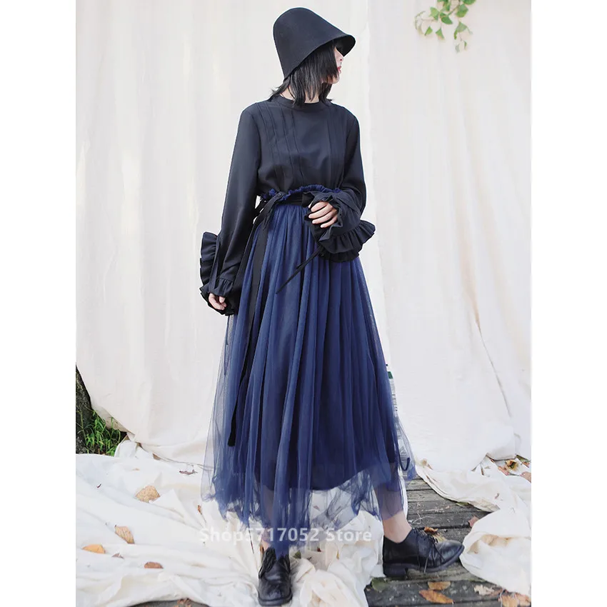 Кимоно женское кружевное в японском стиле кружевная черная рубашка-топ ретро