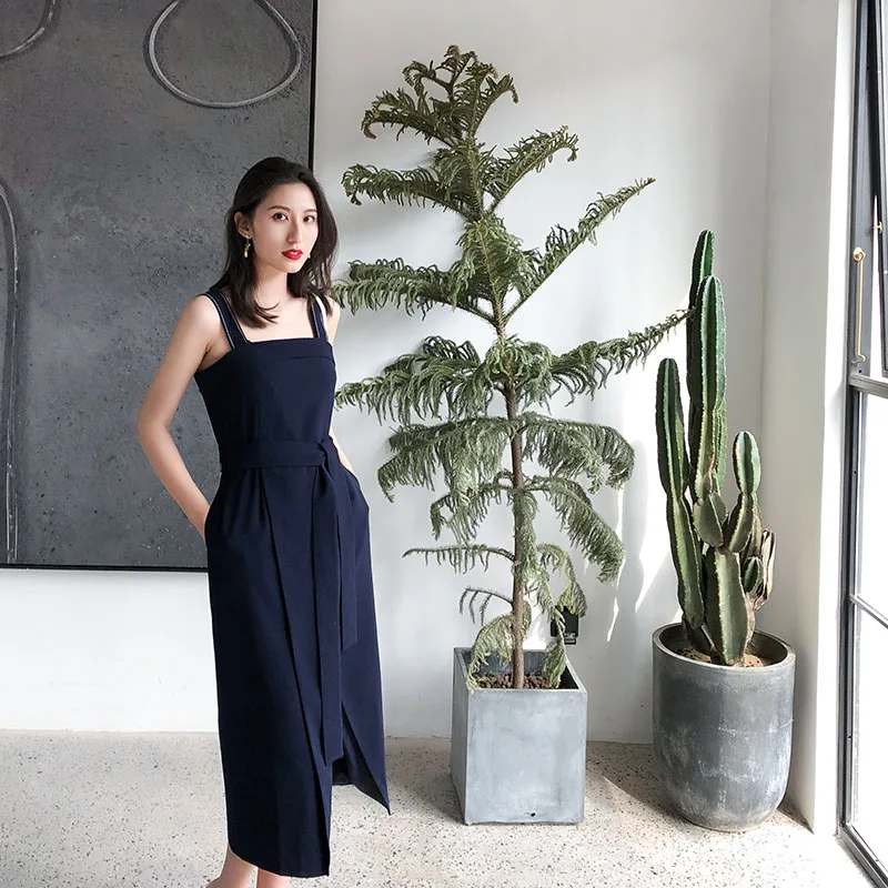 Женское платье без рукавов элегантные платья до середины икры с карманами и