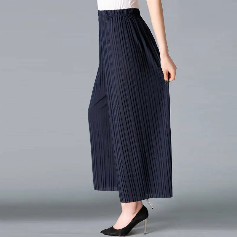 2020 брюки для женщин черные свободные повседневные плиссированные широкие