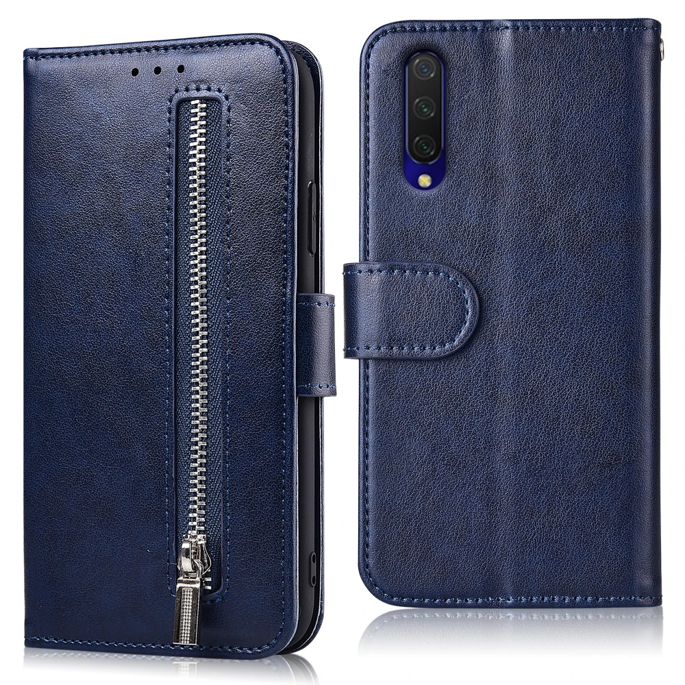 61zipper--Blue Для Xiaomi mi A3 чехол на молнии роскошный флип-кошелек кожаный чехол для Xiaomi mi A3 Coque для Xiaomi mi A3 чехол для телефона откидная крышка - Цвет: 61zipper--Blue