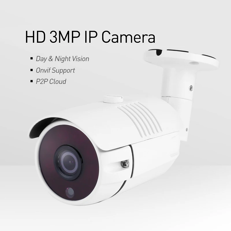 H.265 HD Водонепроницаемая 3MP наружная IP камера 1296P / 1080P 6 array светодиодная