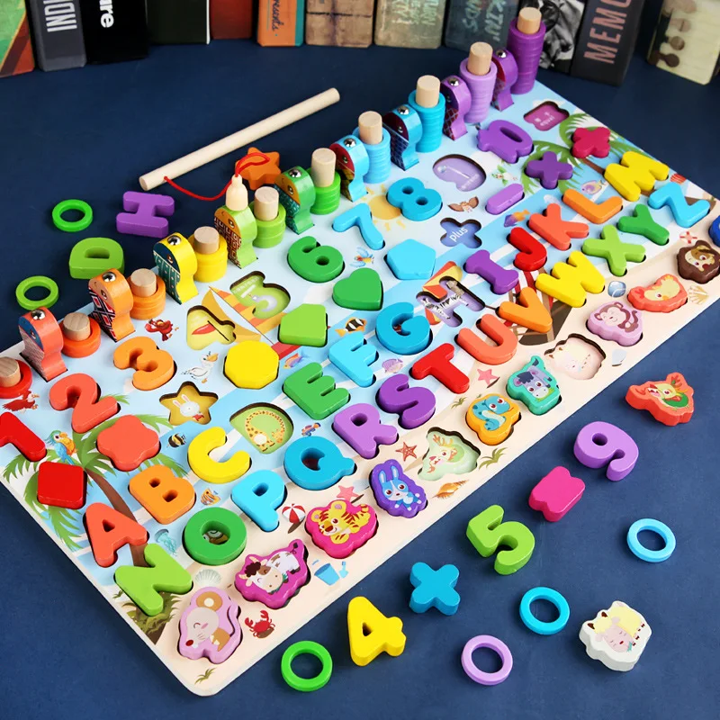 Montessori giocattolo educativo in legno forma geometrica cognizione Puzzle giocattoli matematici musicali giocattoli educativi precoci per bambini regalo