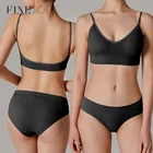 FINETOO Сексуальный бюстгальтер с открытой спиной, женский бюстгальтер с подкладкой, бесшовные трусы, комплект нижнего белья, удобные топы для девочек, трусы, костюм, модное женское белье, цвет S-XL10
