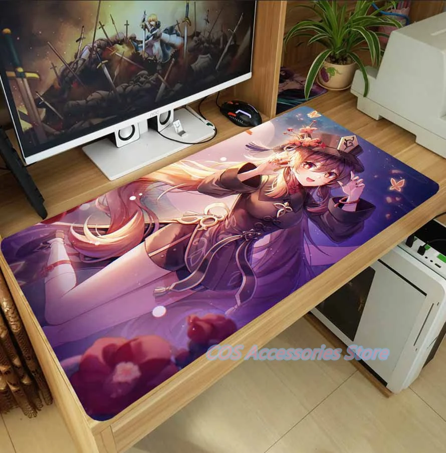 anime genshin impact lumine amber mouse pad mice mat large thicken pc laptop keyboard table pad gaming play mat otaku xmas gifts free global shipping