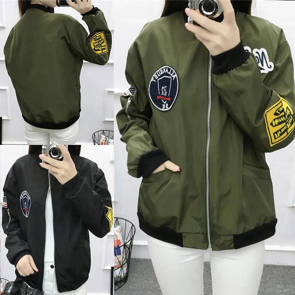 

2021 Women Casual Fashion Baseball Jacket Long Sleeve O-neck Jacket Comfy High Quality Elegant Jacket Veste Femme Free Shipping