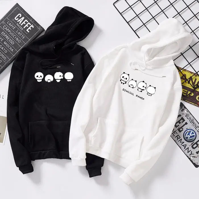Женские и мужские Парные толстовки осень зима аниме панда печати негабаритных