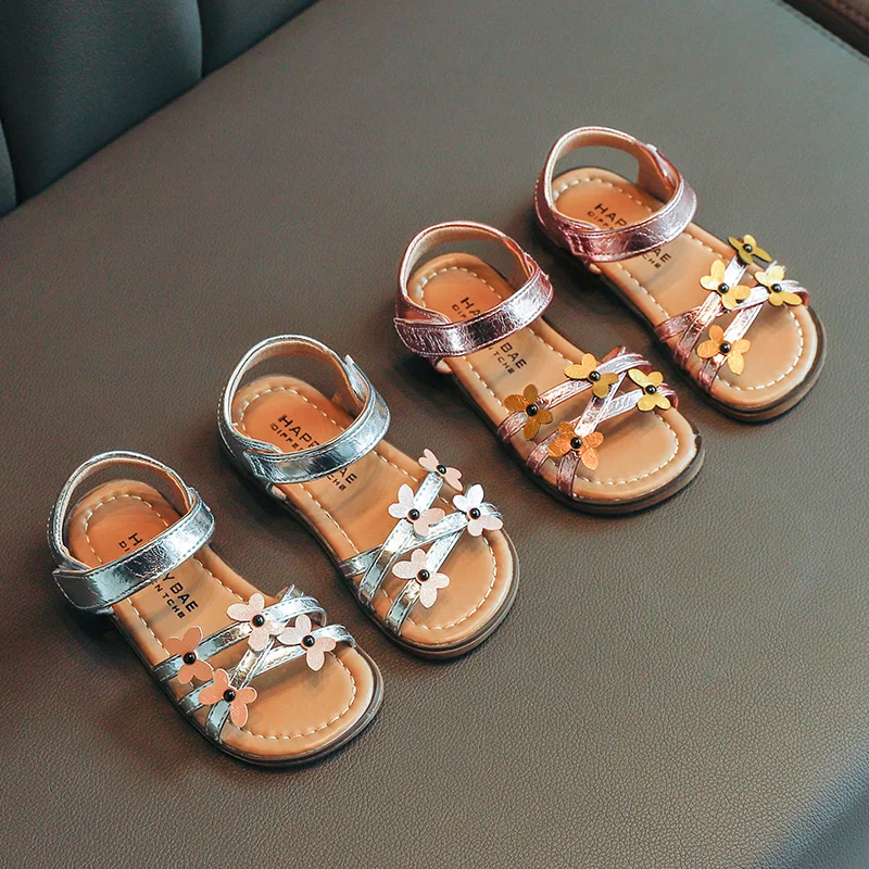 

Girls flower sandals children princess beach sandals princess sweet little flowers children summer women's shoes new soft