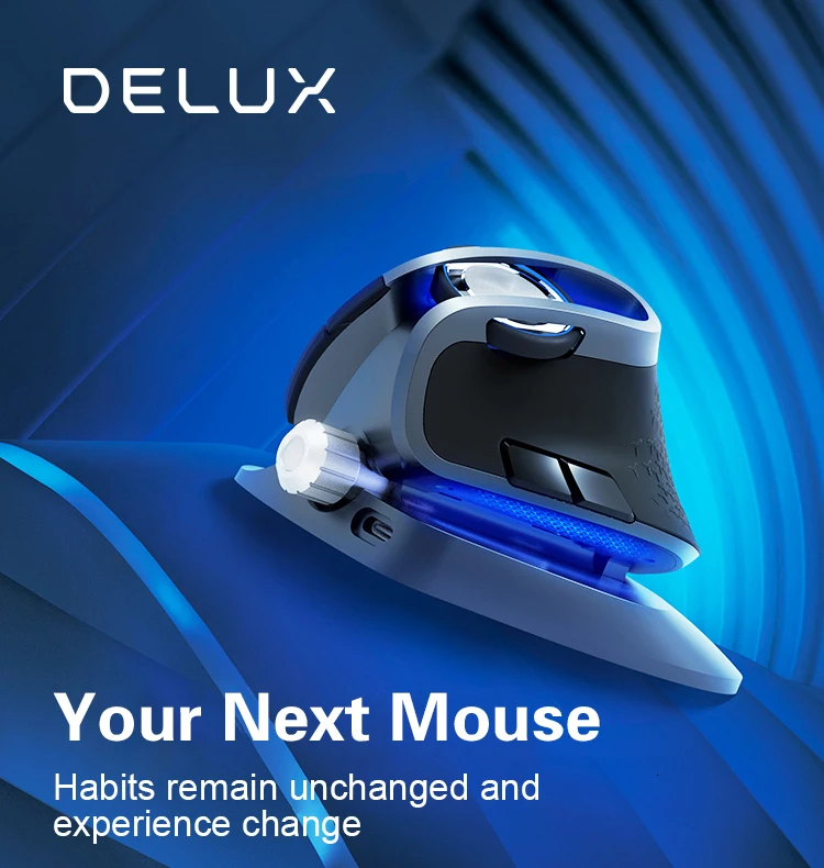 Delux M618X 2,4 Ghz Беспроводная+ Bluetooth 3,0/4,0 многомодовая мышь эргономичная Вертикальная перезаряжаемая Компьютерная лазерная 6D Mause