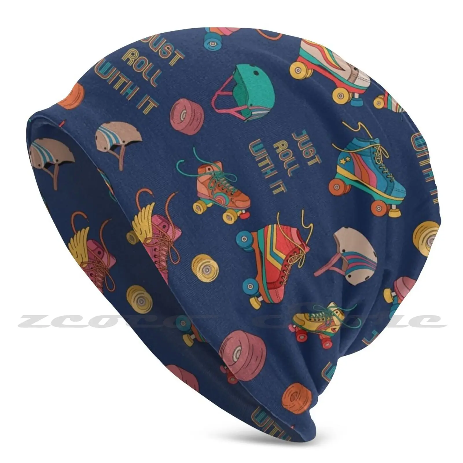 

Roller Skates Just Roll With It Knit Hat Hedging Cap Soft Elasticity Outdoor Sports Leisure Just Roll With It Roller Skates