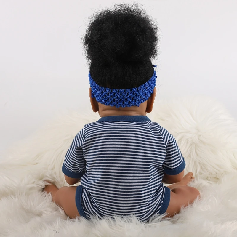 

23inch Baby Play Doll Washable African Girl Doll Realistic Newborn Doll