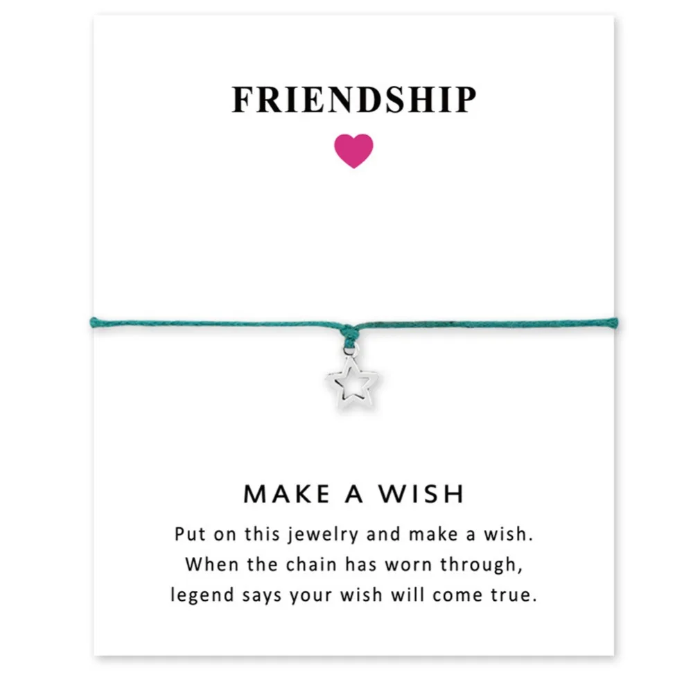 Благословение Желание карты звезды пентаграмма браслет дружбы Подарочный