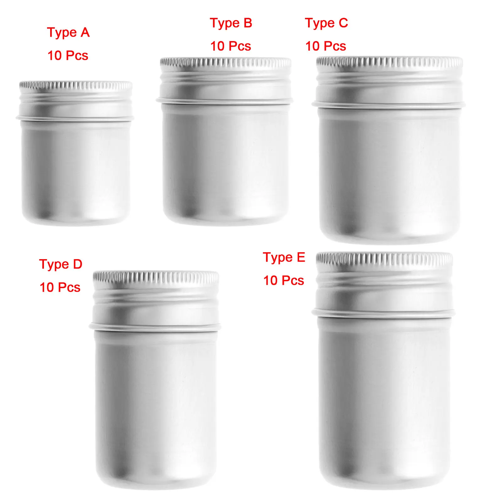 

10Pc Round Aluminum Jars Coffee Tea Cans Metal Storage Tins Containers with Lids Sealed Spice Candy Box DIY Lip Balm Candle Pots