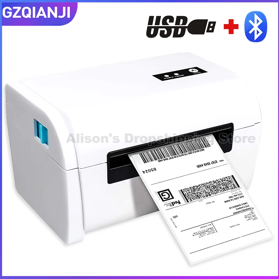 

4 inch USB Bluetooth Thermal Shipping Label Printer QR Barcode 40-110mm Logistics Labels Paper Work with Waybill Etsy Ebay UPS