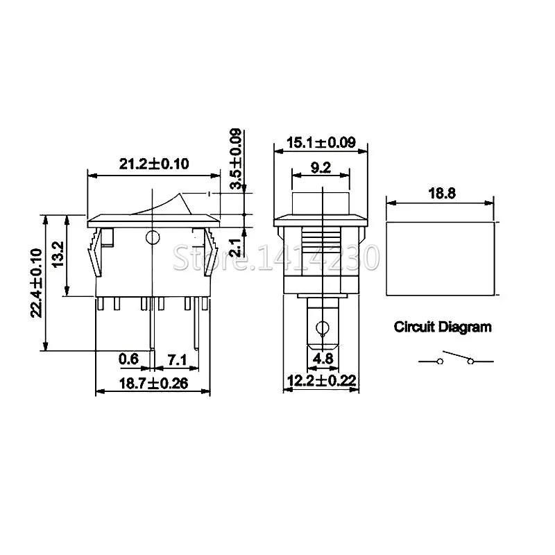 10 шт. кнопочный переключатель 15x21 мм SPST 2Pin 6A 250V 10A 125V KCD1-101 оснастки кнопка