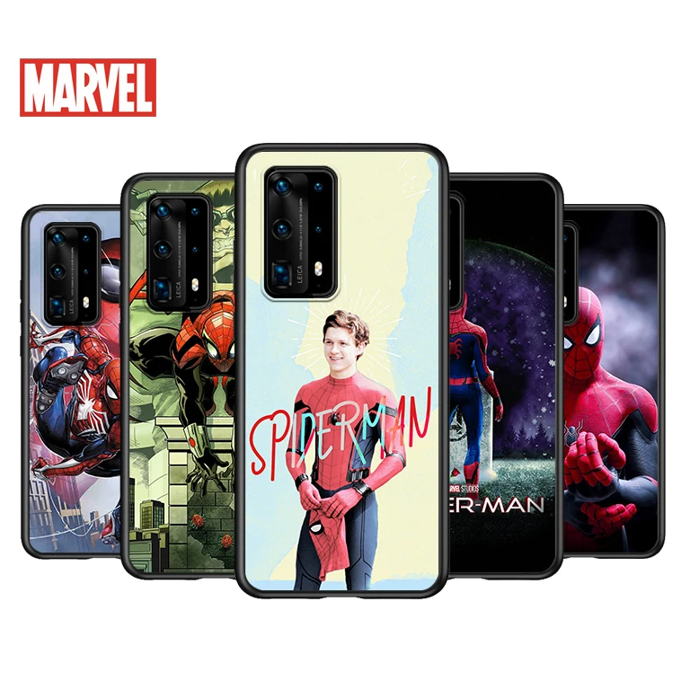 

Soft TPU Cover Cool Marvel SpiderMan Art For Huawei P40 P30 P20 Pro P10 P9 P8 Lite RU E Mini Plus 2019 2017 Black Phone Case