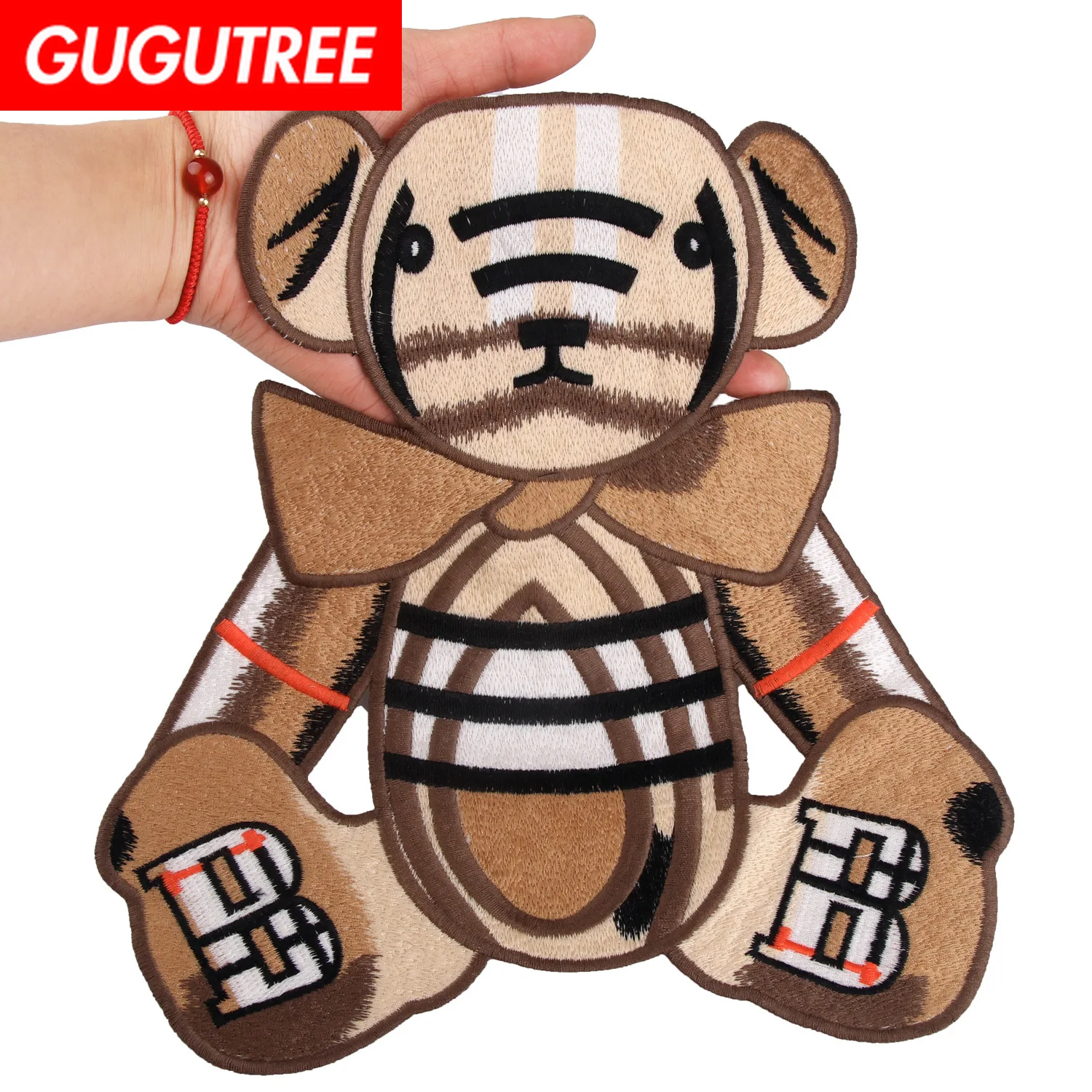Вышивка GUGUTREE большие искусственные Мультяшные нашивки значки медведи