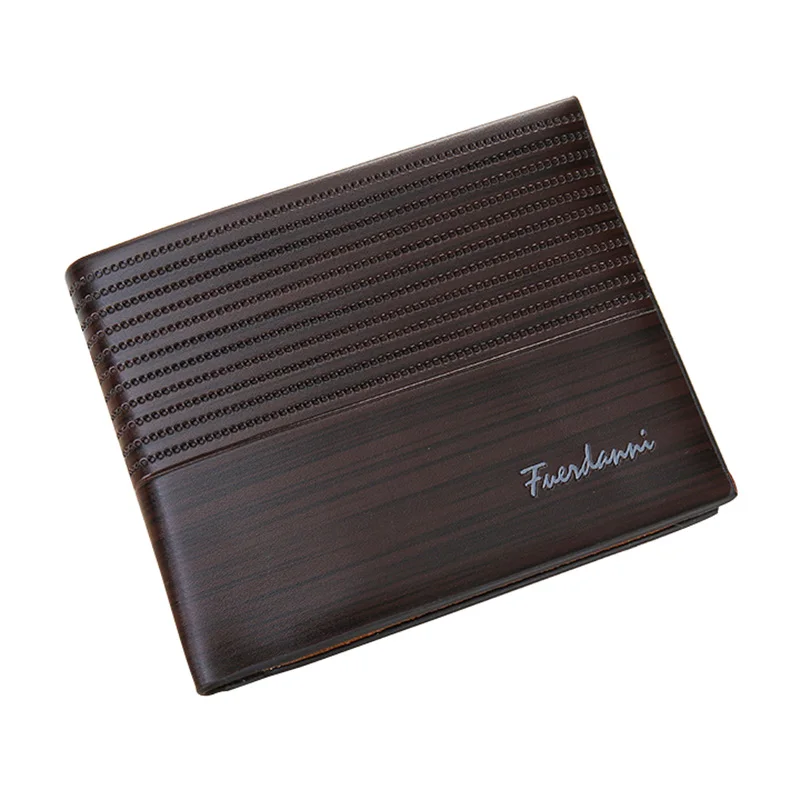 Мужской короткий кошелек из искусственной кожи черный держатель для кредитных