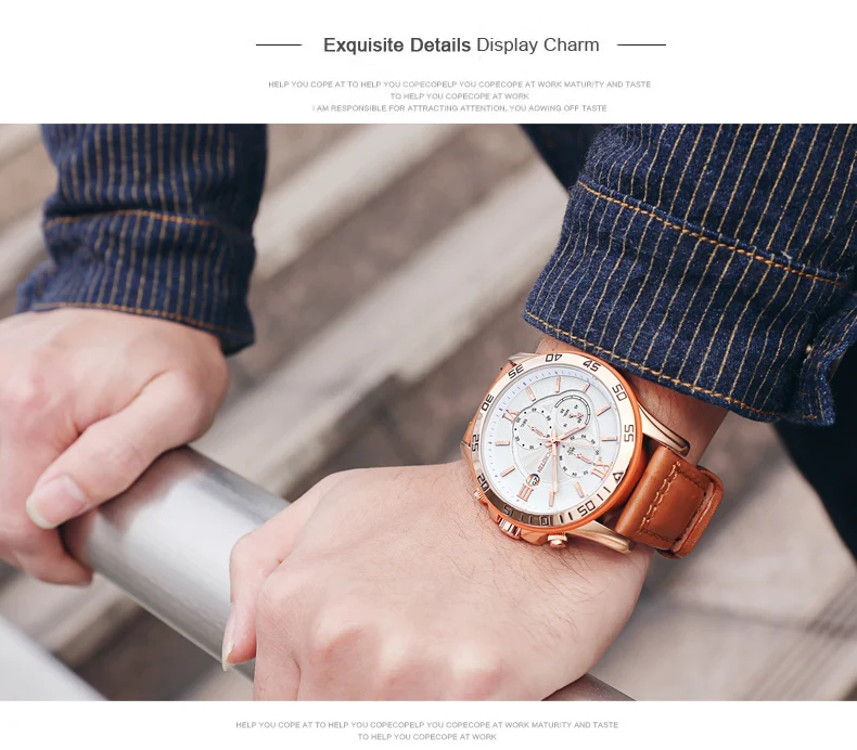 reloj hombre OCHSTIN Rose Gold Luxury watch Automatic Calendar business men watch in Casual sport leather band quartz watch men