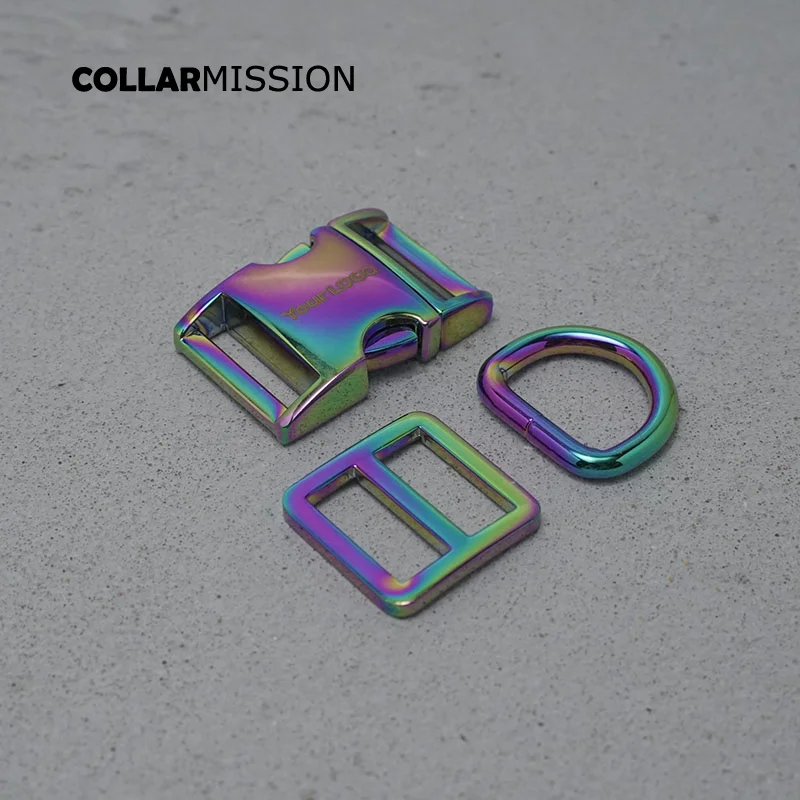 50 unids/lote grabado (hebilla de metal + Tri-Glid + D anillo) 20mm metal plateado hebilla para bolsa correas DIY collar de perro accesorios 8 colores-4