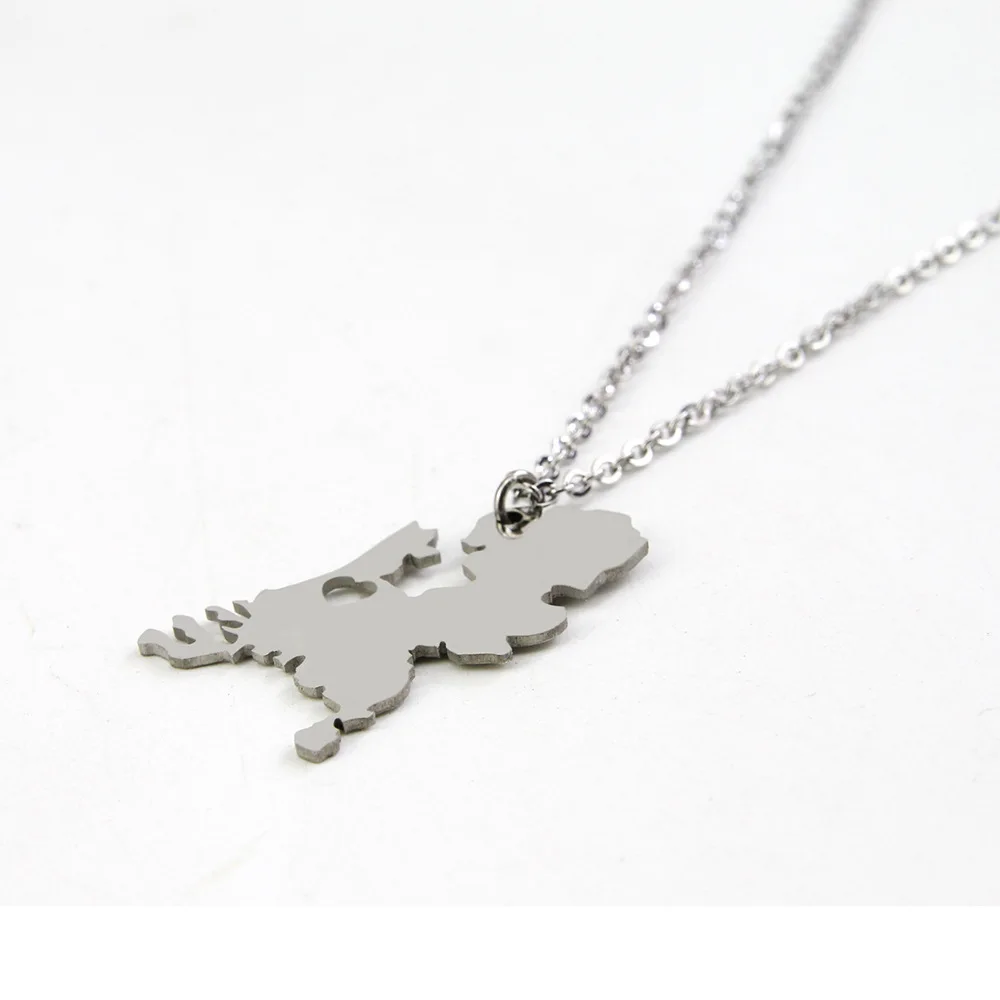Новое ожерелье из нержавеющей стали Нидерландов с картой для женщин серебряный