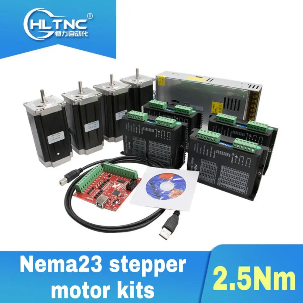 Шаговый двигатель постоянного тока с ЧПУ 4 шт. драйвер TB6600 + Nema23 100 мм 2.5Nm 1 комплект