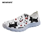 Повседневные женские кроссовки INSTANTARTS с принтом милой собаки, сетчатые туфли без шнуровки с рисунком щенка, плоская подошва, весенние легкие