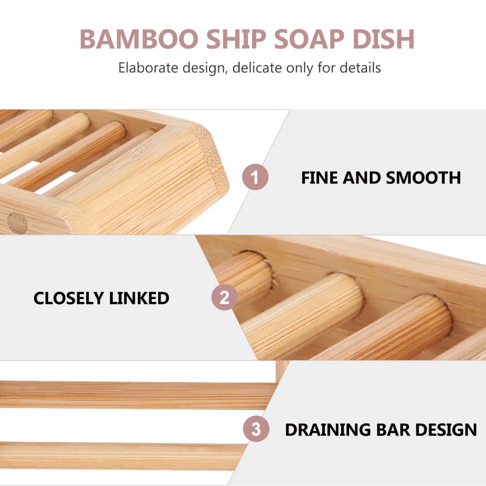 

1Pc Bamboo Soap Dish Drain Soap Box Soap Draining Dish Bathroom Storage Shelf