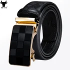 Hi-Tie дизайнерские черные кожаные мужские ремни с автоматическими пряжками, скользящие ремни на талии, платье, джинсы для деловой работы, для повседневной носки, мужские, XXXL