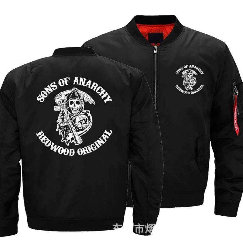 

New Autumn Winter Flight Jacket SONS OF ANARCHY Logo Coat Mens Womens Warm Casual Zipper Baseball Jacket mens clothing Harajuku