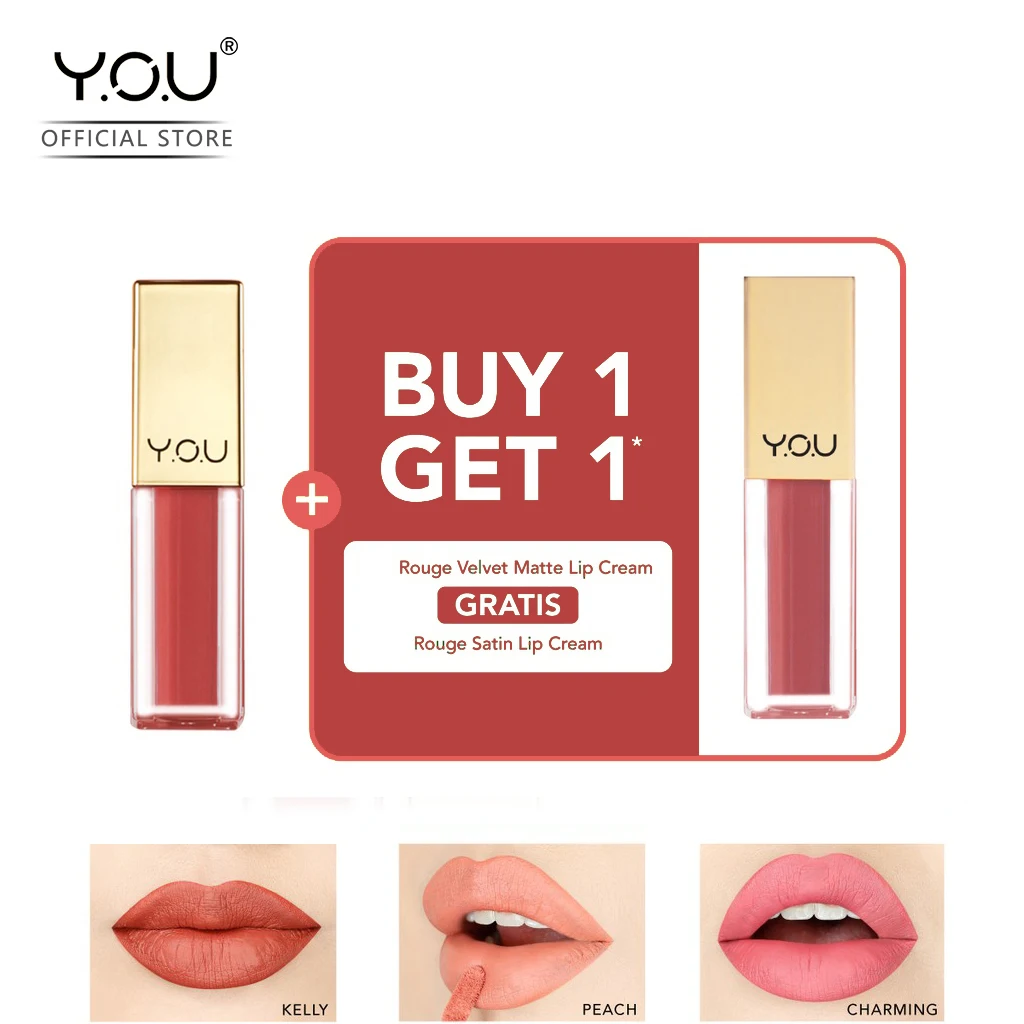 

YOU The Gold One Rouge Velvet Matte Lip Cream Buy 1 Get 1 Lipstick Quick Dry Long Lasting Nonstick Cup Nude Lipstick Lip Gloss