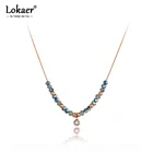Женское колье-чокер Lokaer, Очаровательное ожерелье из титановой стали с разноцветными кристаллами, розовое золото, N20112