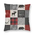 Приключения пэчворк клетчатая подушка для дома декоративная красная и черная искусственная подушка для дивана с принтом