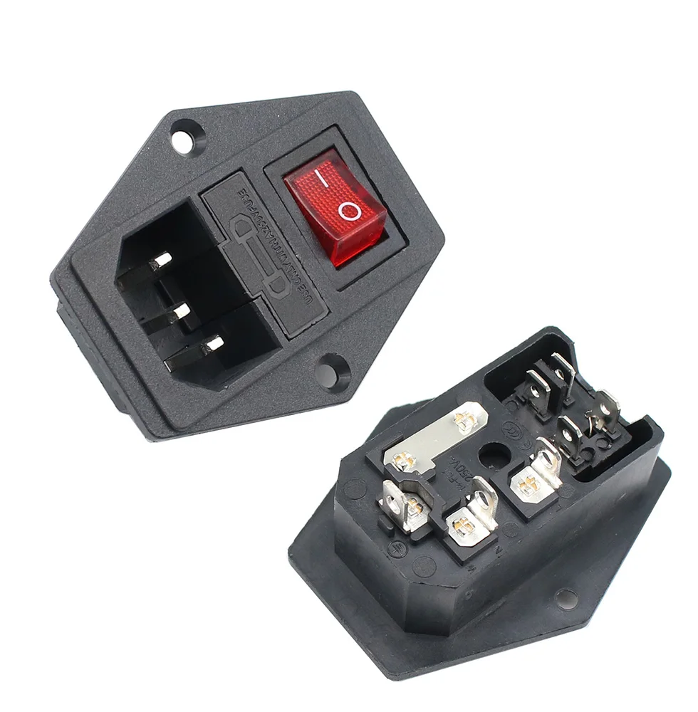 Электрическая розетка переменного тока IEC320 C14 3 контаксветодиодный красный