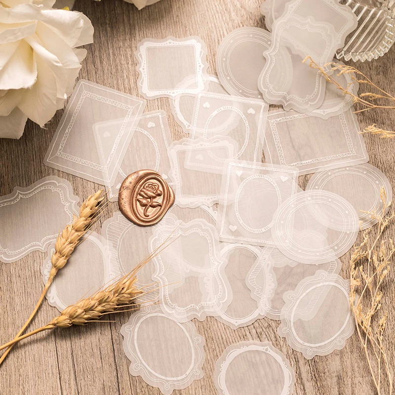 

30 Sheet Vintage Frame Stickers Golden Rim Deco Paper for Collage Junk Journals Card Making Scrapbooking DIY Material paper