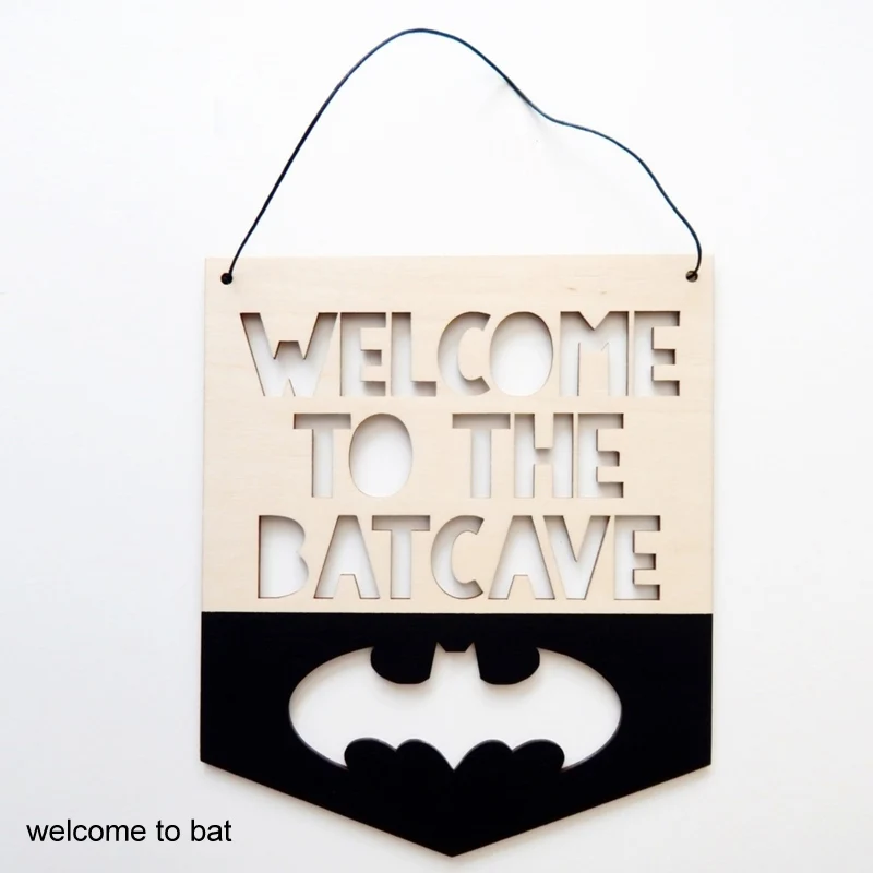 welcome to bat Деревянный подвесной Декор гирлянда орнамент в скандинавском стиле декор для детской фотосессии лозунг баннер детская комната талисман - Цвет: welcome to bat