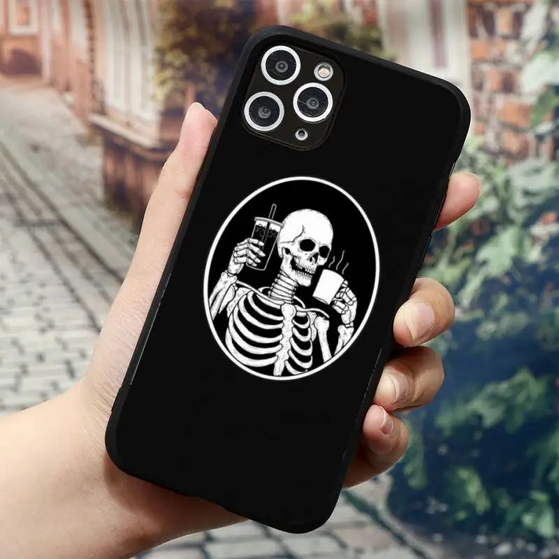 

Latte coffee Skull Tattoo Phone Case for iPhone 11 12 mini pro XS MAX 8 7 6 6S Plus X 5S SE 2020 XR