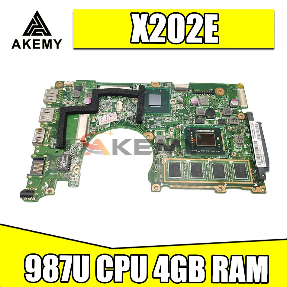 

Akemy X202E laptop mainboard 987U CPU 4GB RAM For asus S200E X202EP X202EV X202E notebook motherboard mainboard tested full 100%