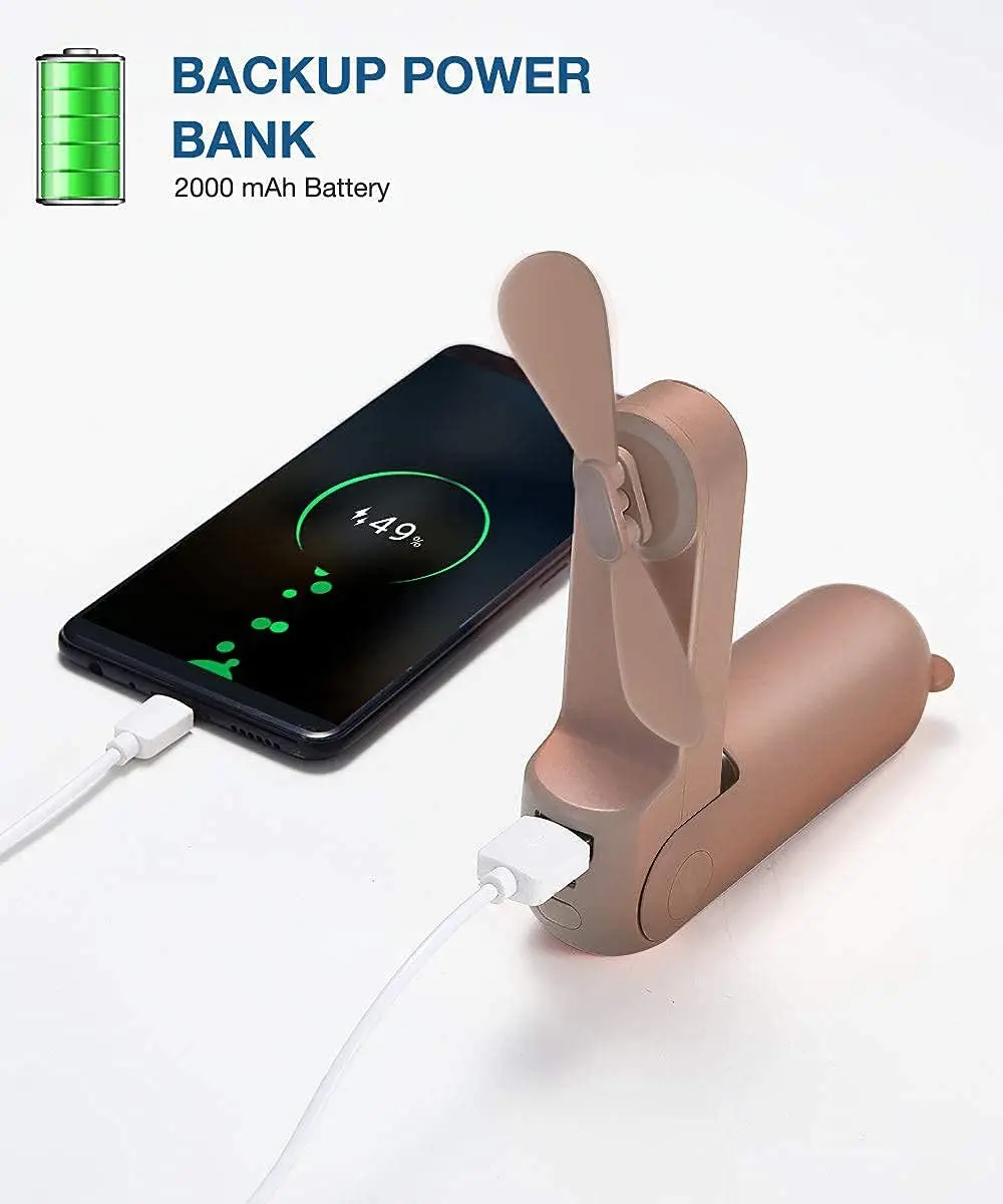 Портативный мини-вентилятор 3-в-1 портативный USB-вентилятор с аккумулятором и