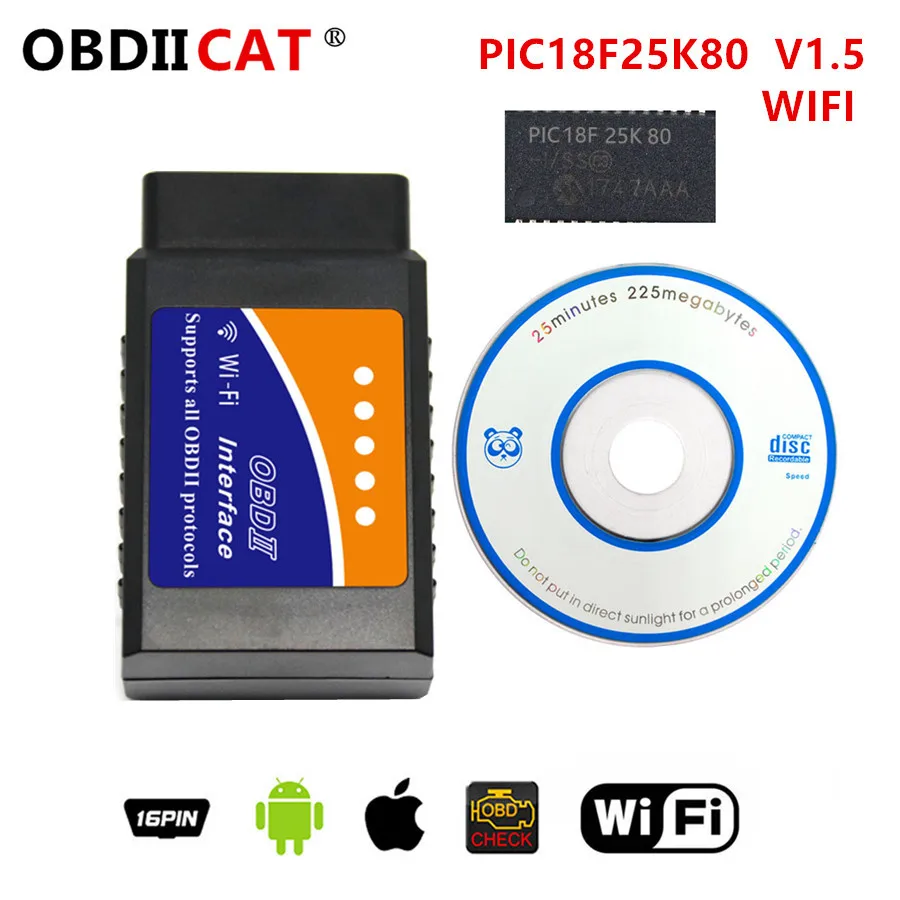

Диагностический ELM327 Wi-Fi V1.5, 10 шт./лот, OBD2 1,5, подключение к сети Wi-Fi, Поддержка iOS, телефонов