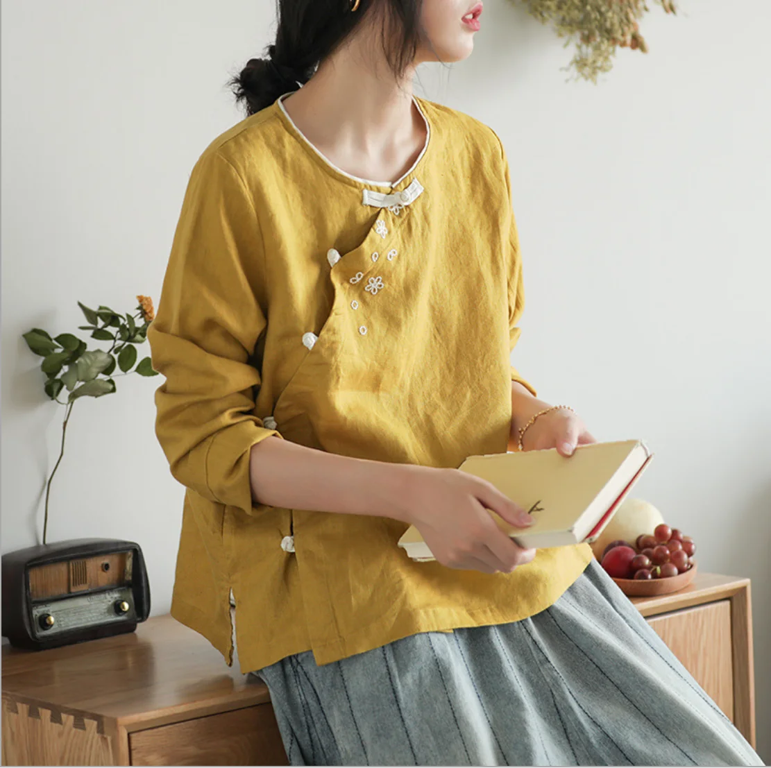 19 модная винтажная одежда женские блузки Топы с длинными рукавами вышивка