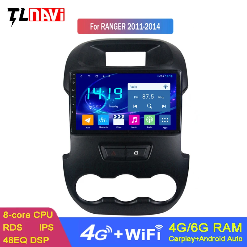 

6G + 128G GPS навигация Android 10 головное устройство 4G LTE автомобильное радио стерео Мультимедийный плеер для Ford Ranger 2011-2014