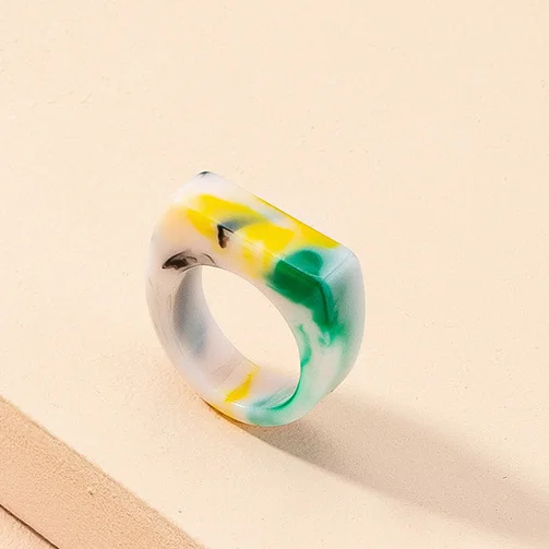

2021 New Colorful Transparent Acrylic Irregular Marble Pattern Ring Resin Tortoise Rings for Men and Women Girls Unisex Jewelry